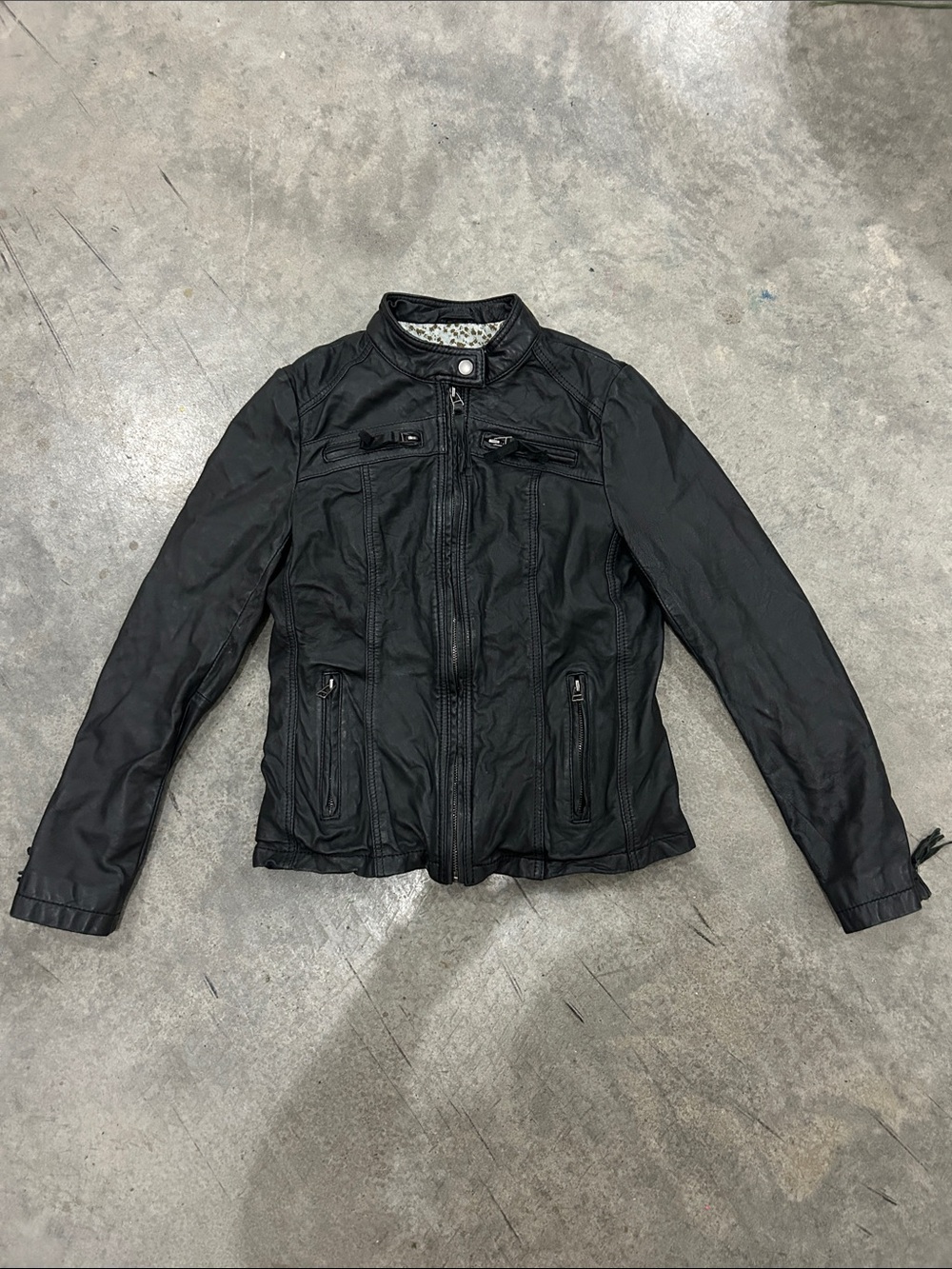 Wilsons Vintage USA Leather Black Women's Moto Zip Jacket